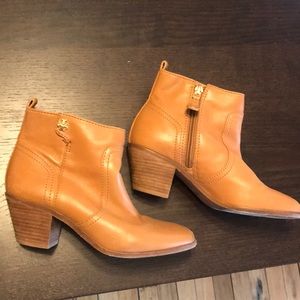 Tan leather booties